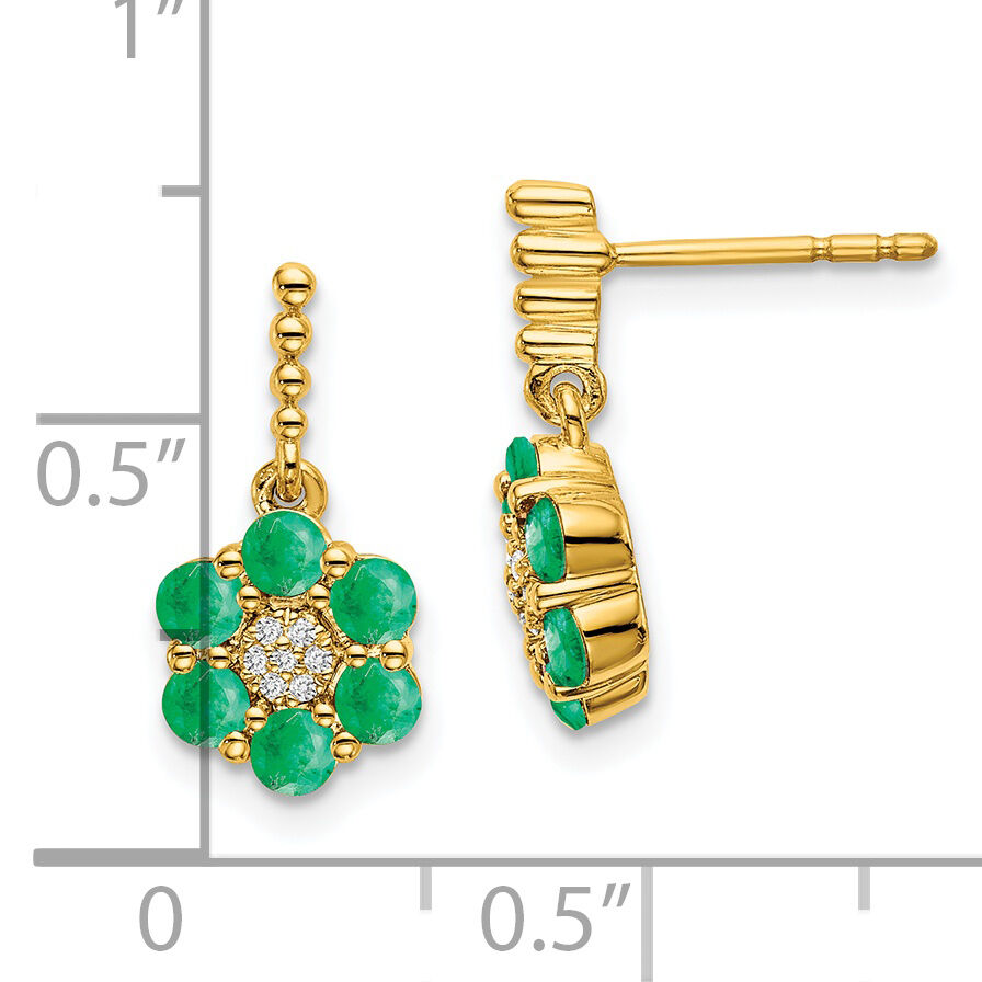 14k Emerald and Diamond Earrings-EM7191-EM-005-YA