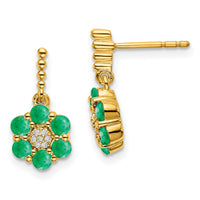 14k Emerald and Diamond Earrings-EM7191-EM-005-YA