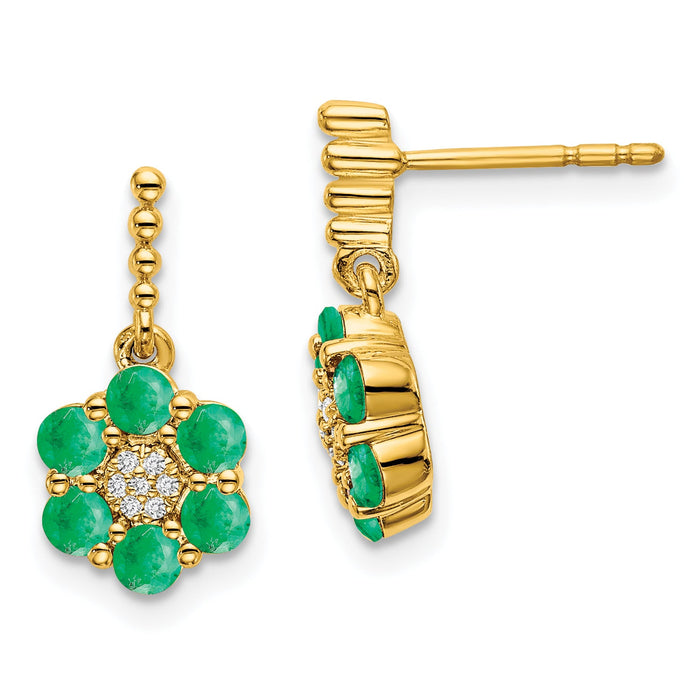 14k Emerald and Diamond Earrings-EM7191-EM-005-YA