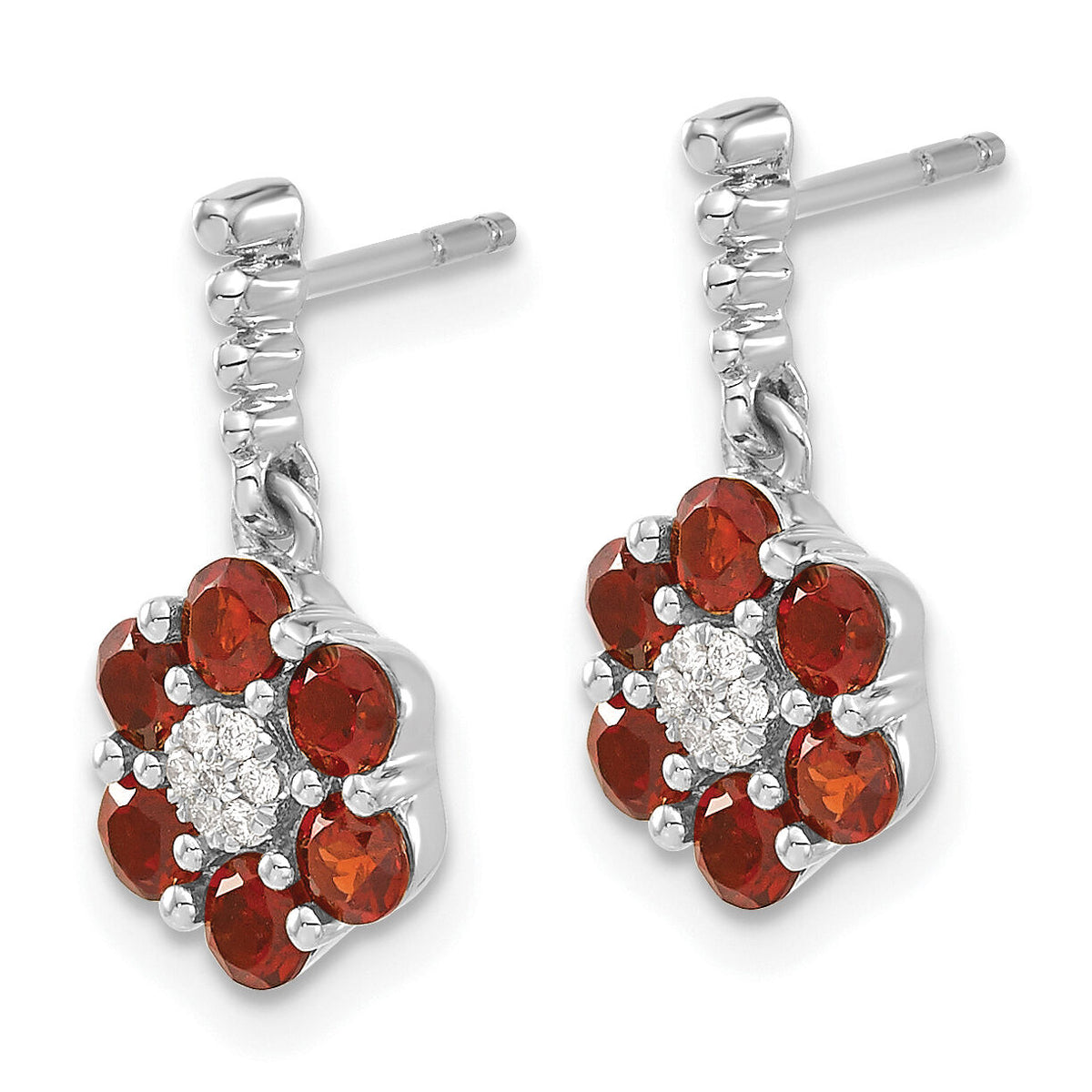 14k White Gold Garnet and Diamond Earrings-EM7191-GA-004-WA