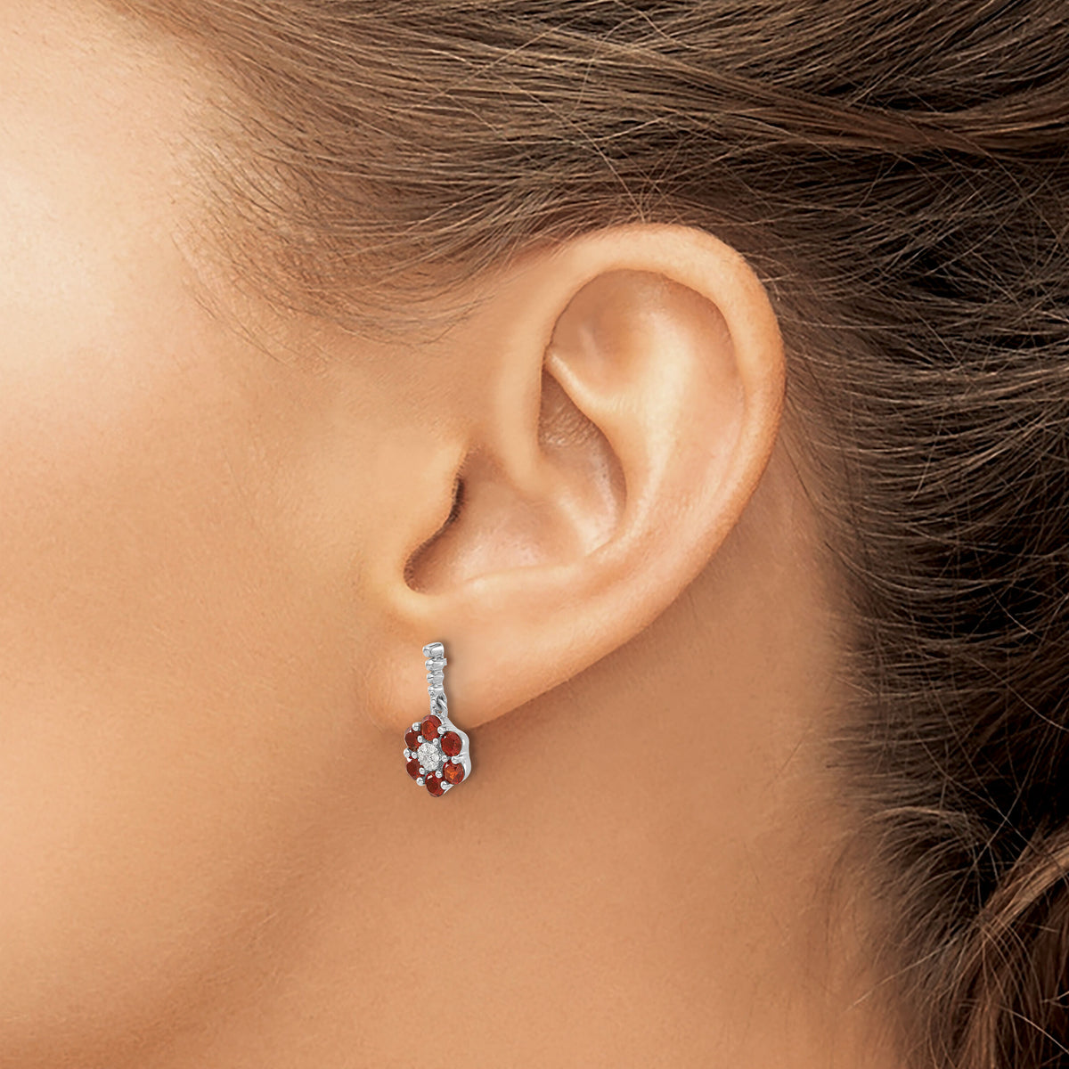 14k White Gold Garnet and Diamond Earrings-EM7191-GA-004-WA