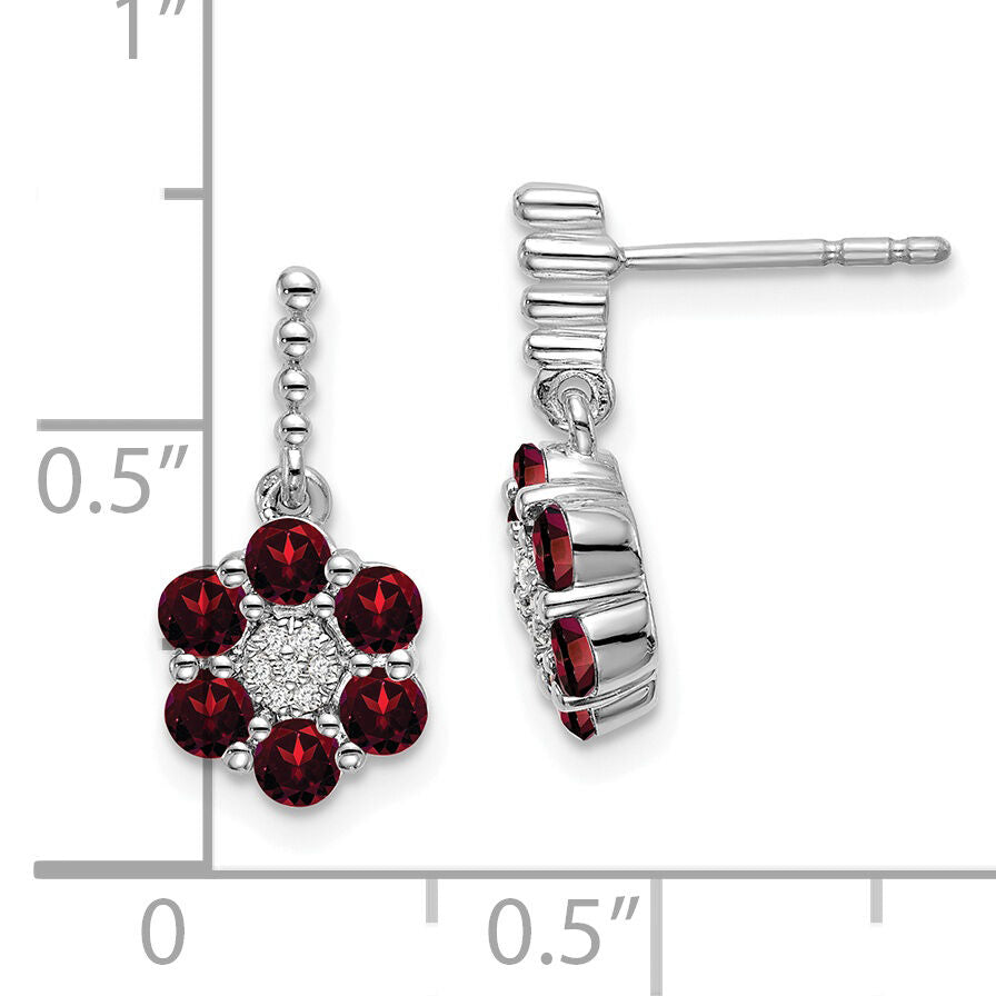 14k White Gold Garnet and Diamond Earrings-EM7191-GA-004-WA