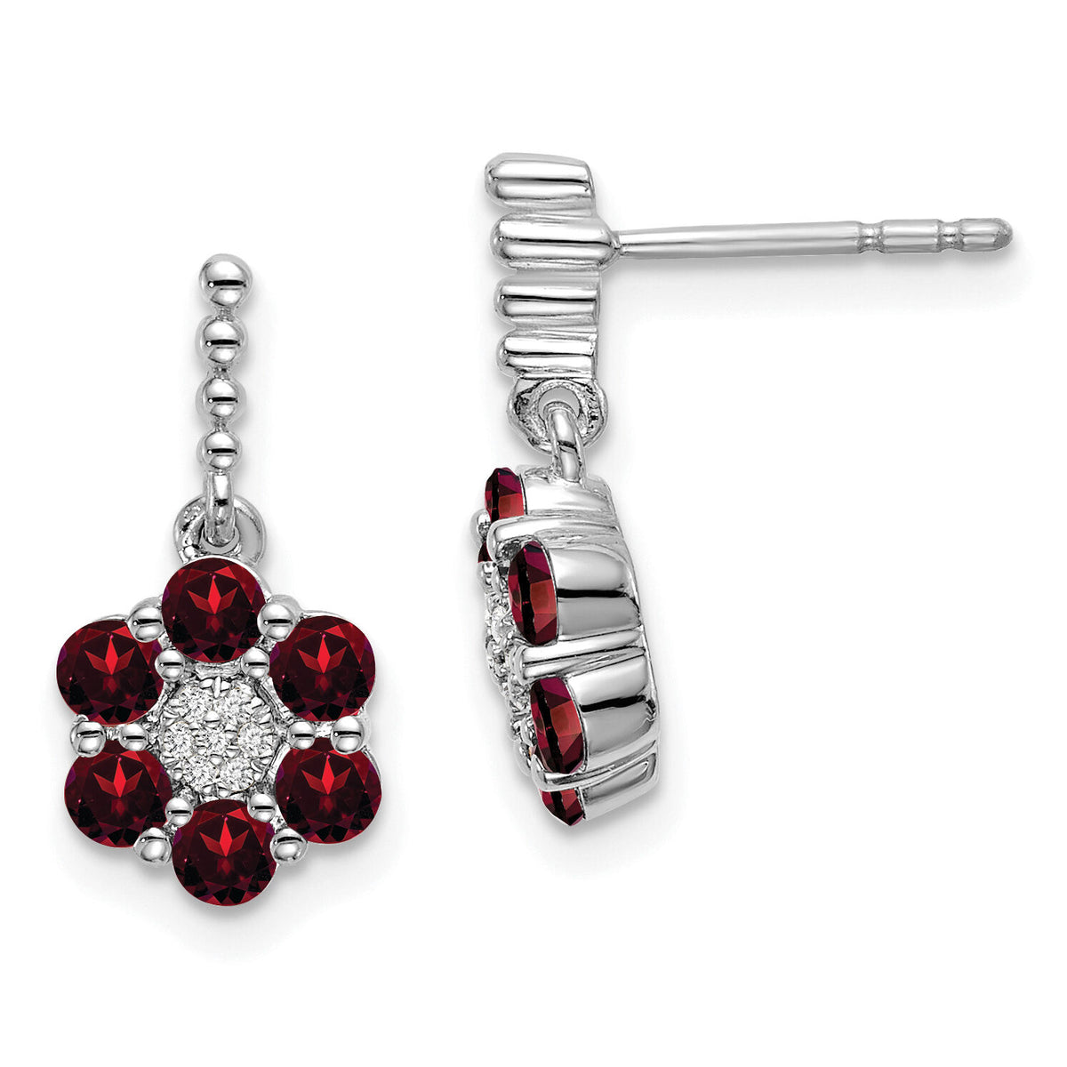 14k White Gold Garnet and Diamond Earrings-EM7191-GA-004-WA