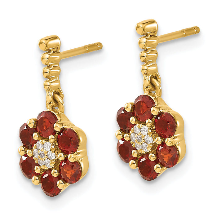 14k Garnet and Diamond Earrings-EM7191-GA-004-YA