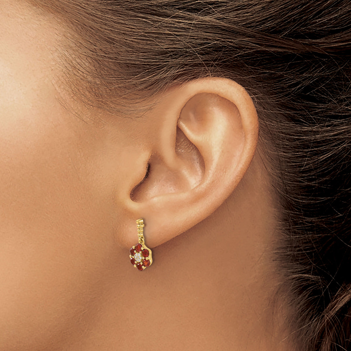 14k Garnet and Diamond Earrings-EM7191-GA-004-YA