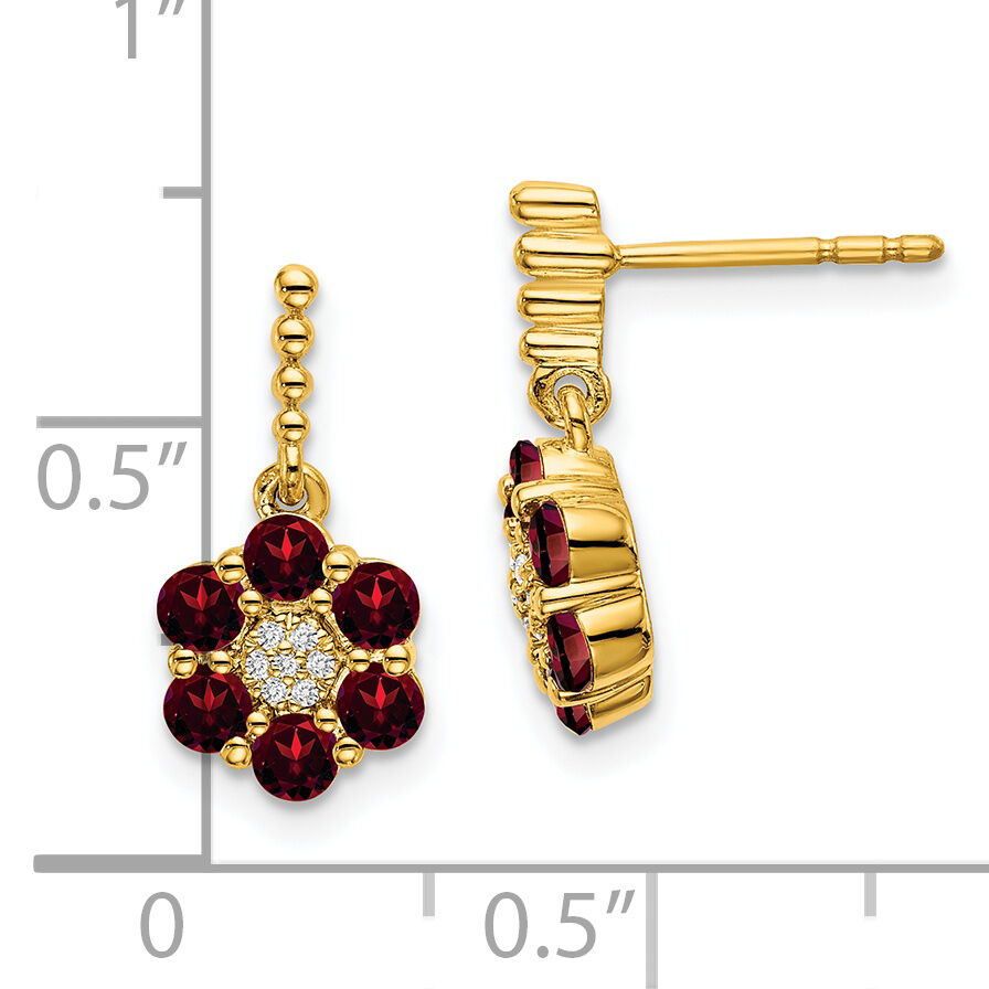 14k Garnet and Diamond Earrings-EM7191-GA-004-YA