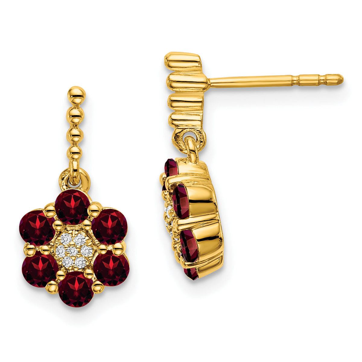 14k Garnet and Diamond Earrings-EM7191-GA-004-YA