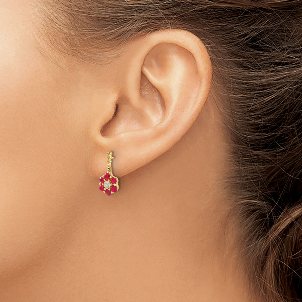 14k Ruby and Diamond Earrings-EM7191-RU-005-YA