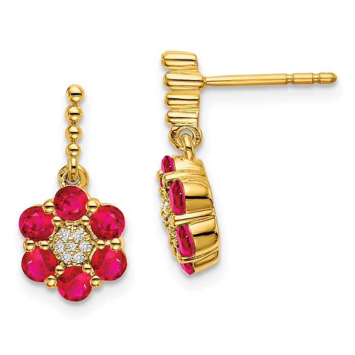 14k Ruby and Diamond Earrings-EM7191-RU-005-YA