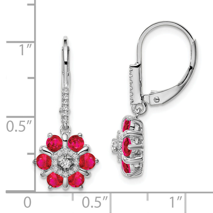 14k White Gold Ruby and Diamond Leverback Earrings-EM7192-RU-014-WA