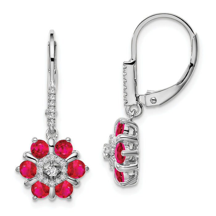14k White Gold Ruby and Diamond Leverback Earrings-EM7192-RU-014-WA