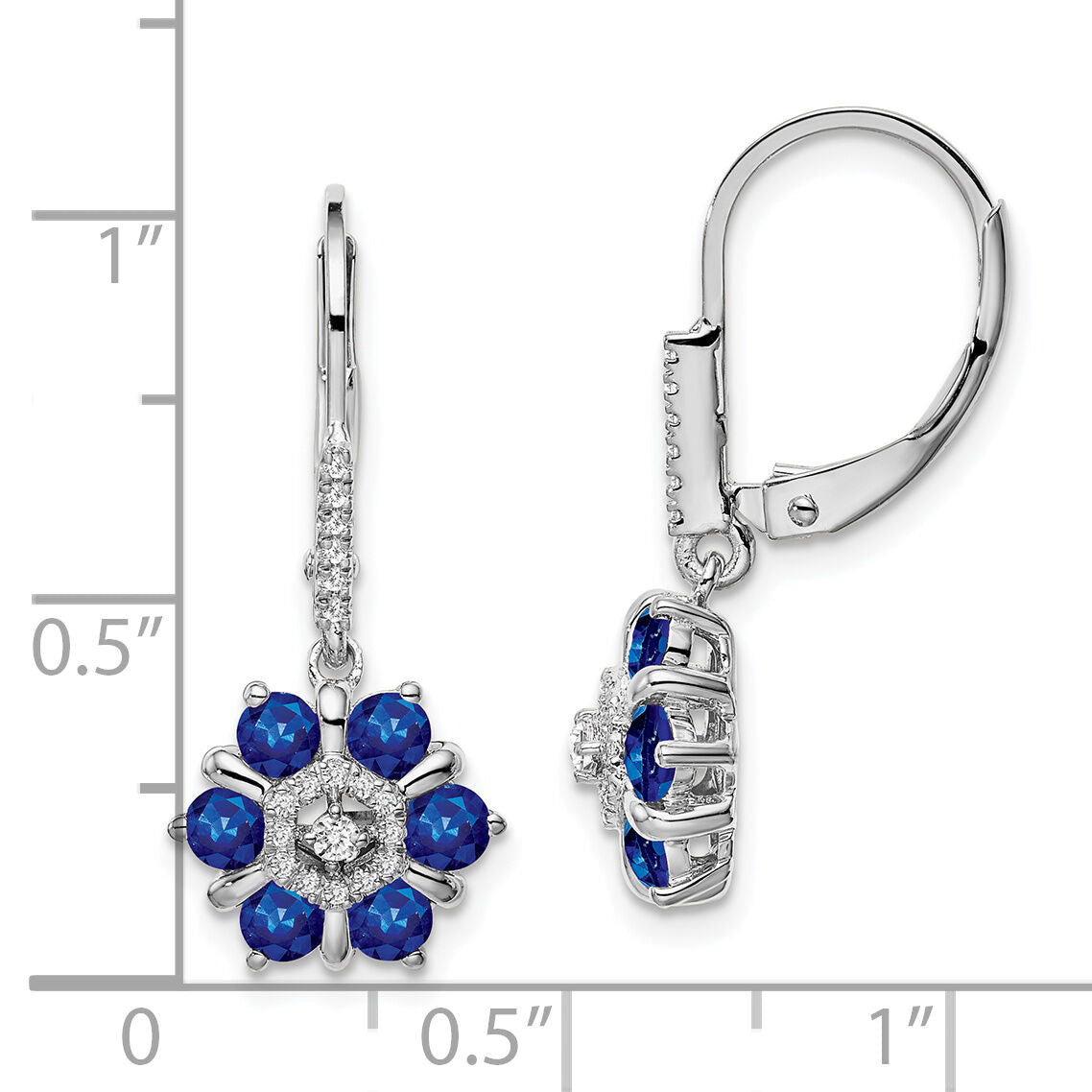 14k White Gold Sapphire and Diamond Leverback Earrings-EM7192-SA-014-WA