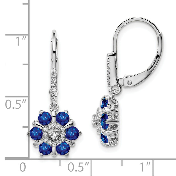 14k White Gold Sapphire and Diamond Leverback Earrings-EM7192-SA-014-WA