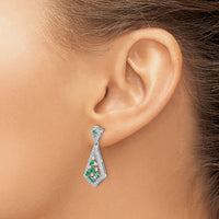 14k White Gold Emerald and Diamond Earrings-EM7194-EM-060-WA
