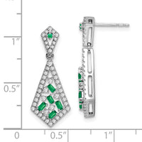14k White Gold Emerald and Diamond Earrings-EM7194-EM-060-WA