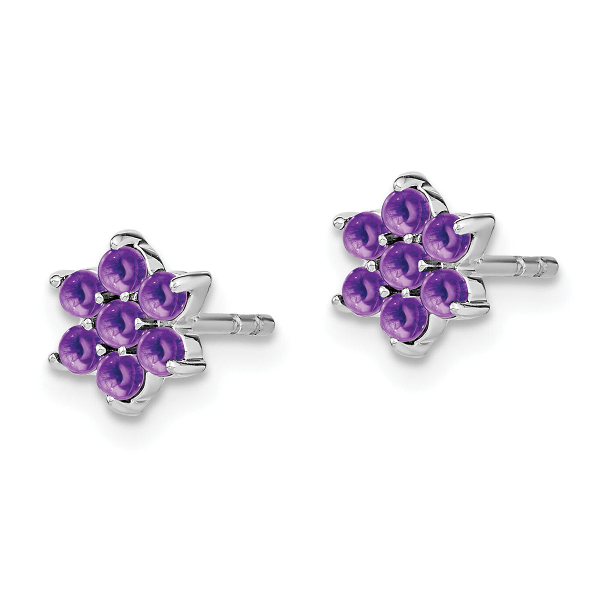 14k White Gold Amethyst Floral Post Earrings-EM7199-AM-W