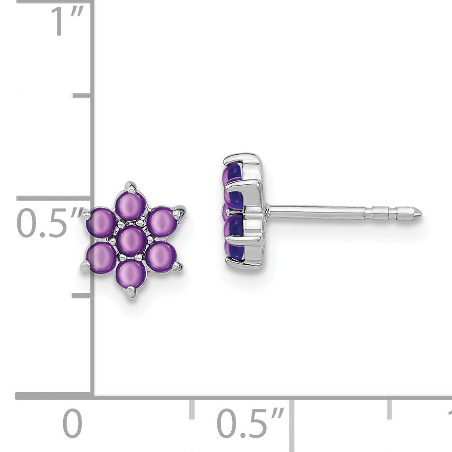 14k White Gold Amethyst Floral Post Earrings-EM7199-AM-W
