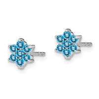 14k White Gold Blue Topaz Floral Post Earrings-EM7199-BT-W