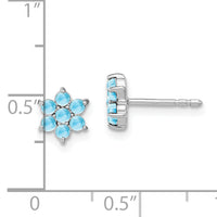 14k White Gold Blue Topaz Floral Post Earrings-EM7199-BT-W