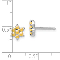 14k White Gold Citrine Floral Post Earrings-EM7199-CI-W