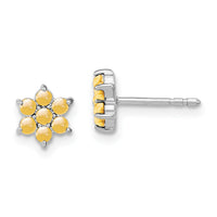 14k White Gold Citrine Floral Post Earrings-EM7199-CI-W