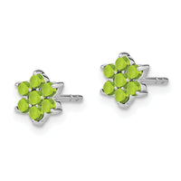 14k White Gold Peridot Floral Post Earrings-EM7199-PE-W