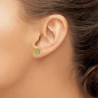 14k White Gold Peridot Floral Post Earrings-EM7199-PE-W