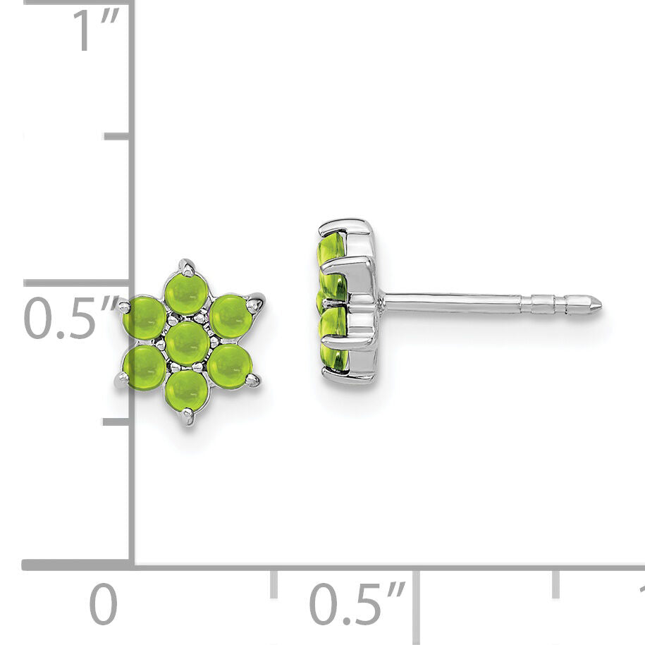 14k White Gold Peridot Floral Post Earrings-EM7199-PE-W