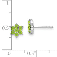 14k White Gold Peridot Floral Post Earrings-EM7199-PE-W