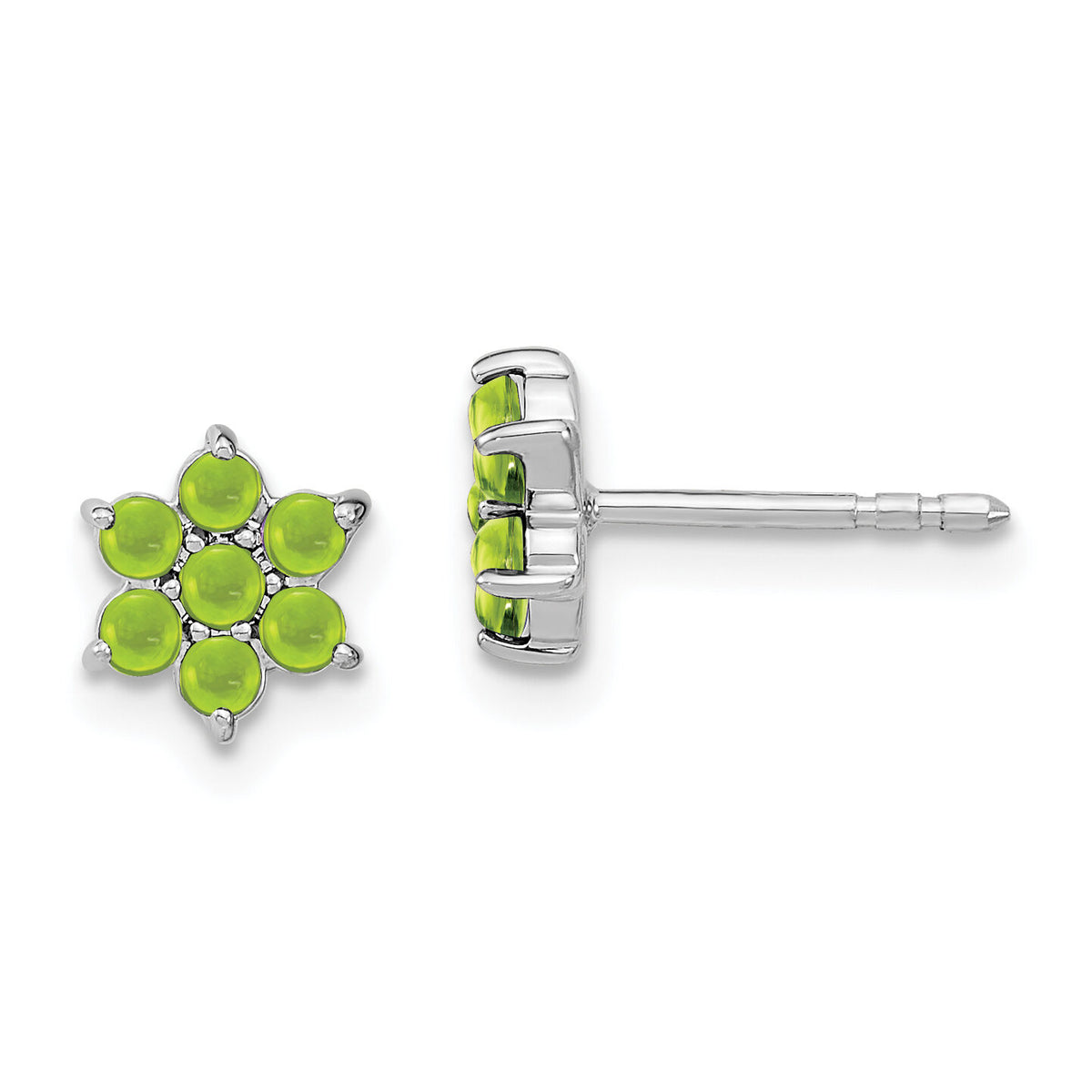 14k White Gold Peridot Floral Post Earrings-EM7199-PE-W