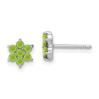 14k White Gold Peridot Floral Post Earrings-EM7199-PE-W