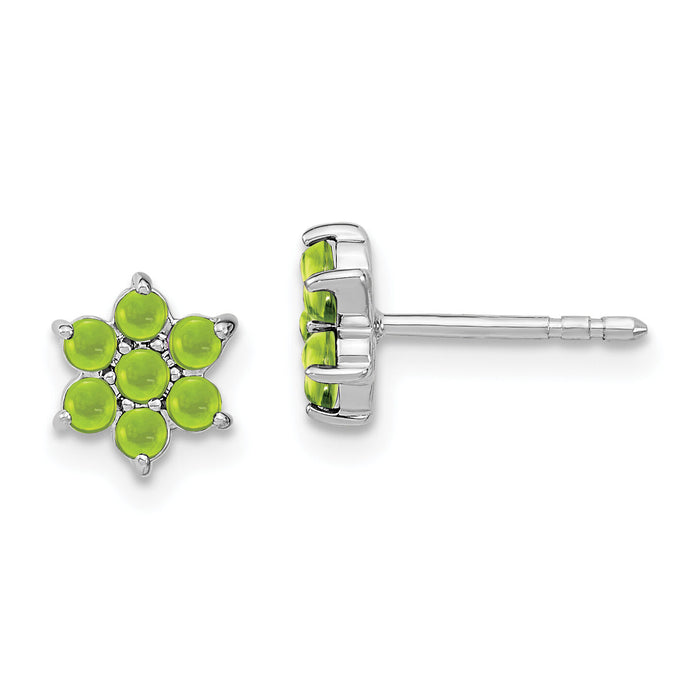 14k White Gold Peridot Floral Post Earrings-EM7199-PE-W