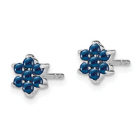 14k White Gold Sapphire Floral Post Earrings-EM7199-SA-W