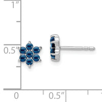14k White Gold Sapphire Floral Post Earrings-EM7199-SA-W