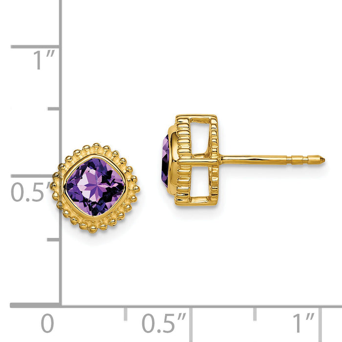 14k Cushion Amethyst Earrings-EM7201-AM-Y