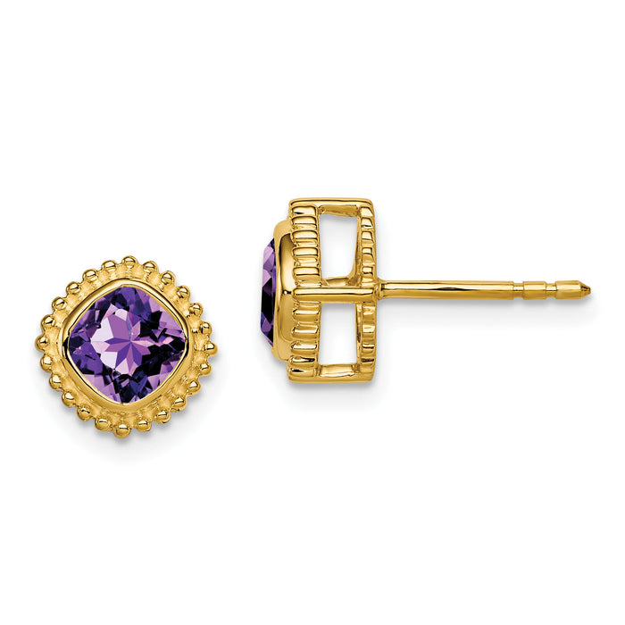 14k Cushion Amethyst Earrings-EM7201-AM-Y