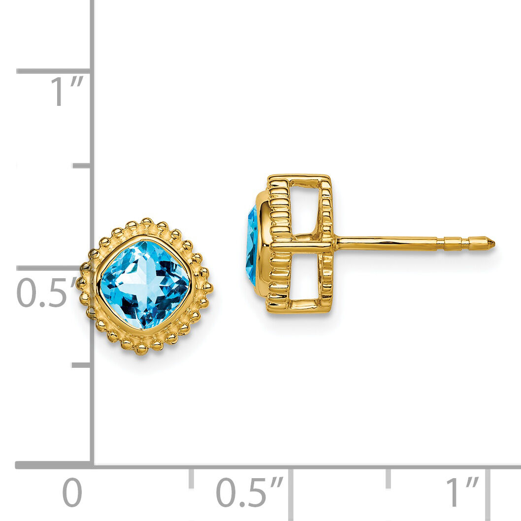 14k Cushion Blue Topaz Earrings-EM7201-BT-Y