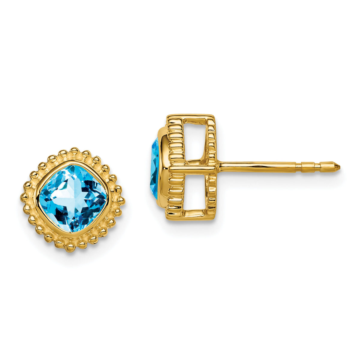 14k Cushion Blue Topaz Earrings-EM7201-BT-Y