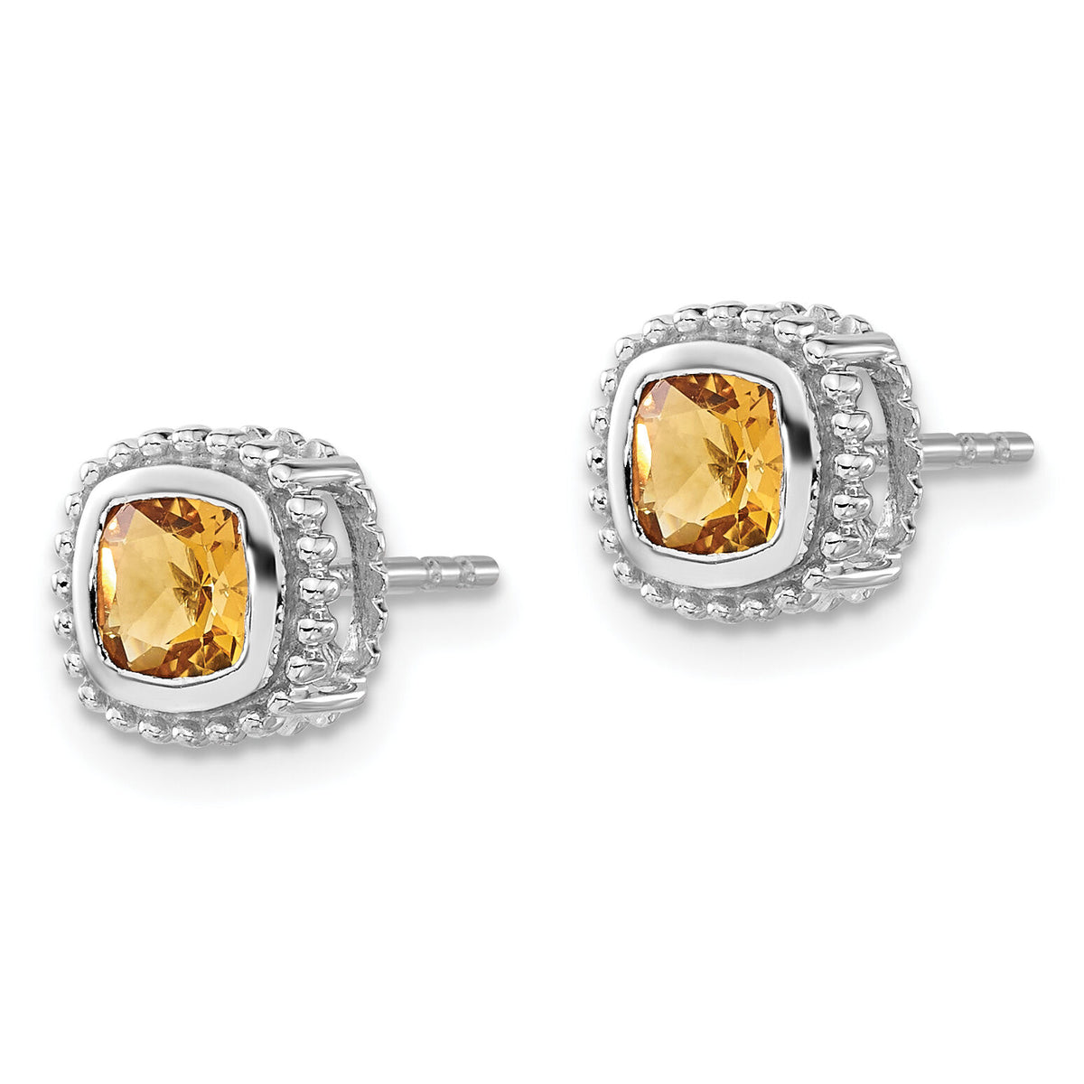 14k White Gold Cushion Citrine Earrings-EM7201-CI-W