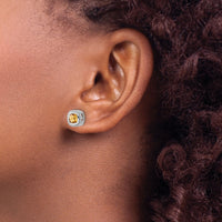 14k White Gold Cushion Citrine Earrings-EM7201-CI-W