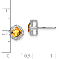 14k White Gold Cushion Citrine Earrings-EM7201-CI-W