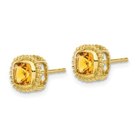 14k Cushion Citrine Earrings-EM7201-CI-Y