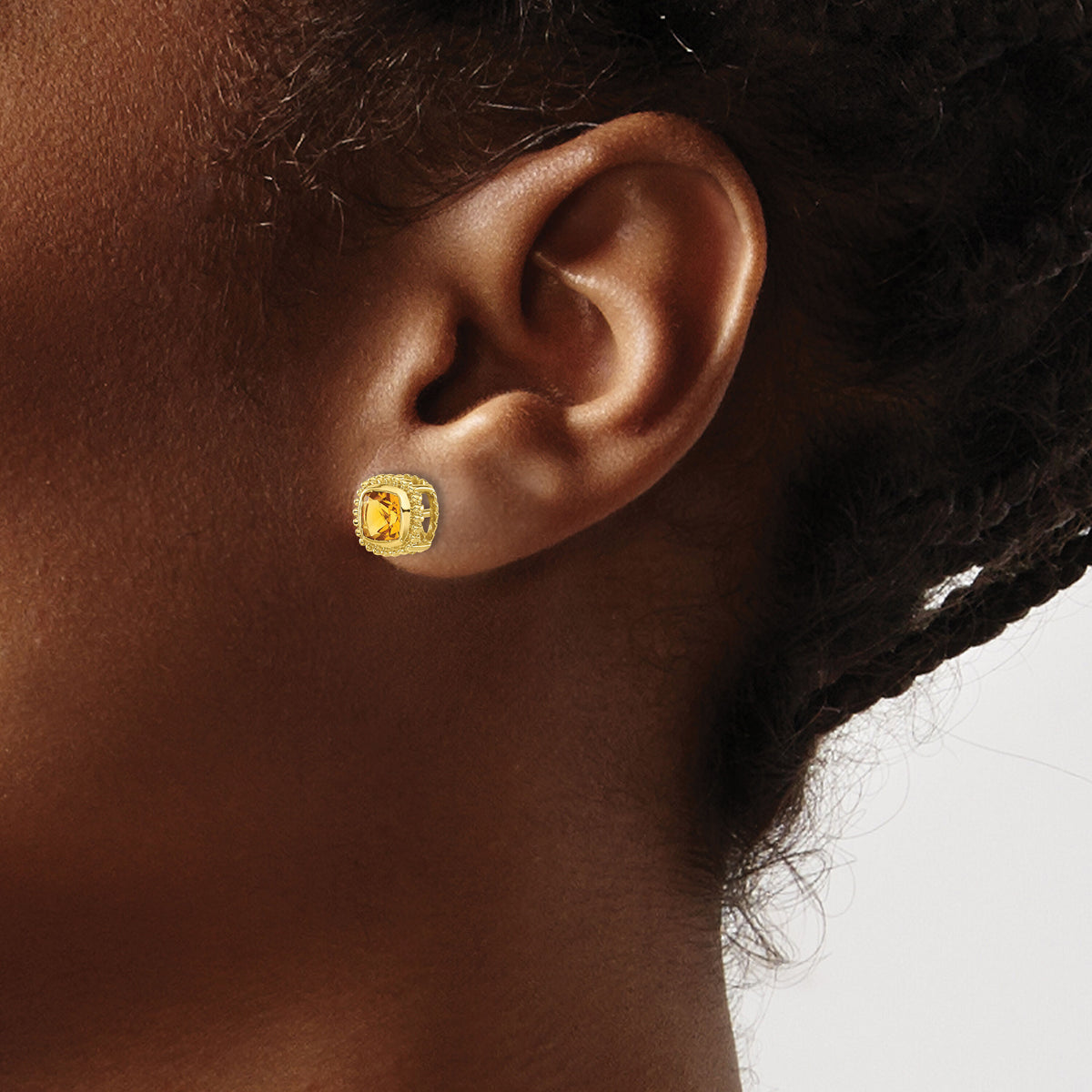 14k Cushion Citrine Earrings-EM7201-CI-Y
