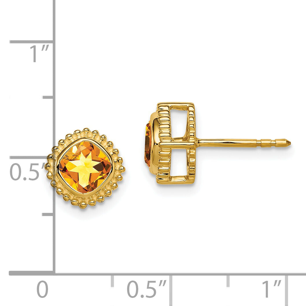 14k Cushion Citrine Earrings-EM7201-CI-Y