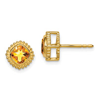 14k Cushion Citrine Earrings-EM7201-CI-Y