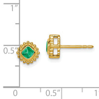 14k Cushion Emerald Earrings-EM7201-EM-Y