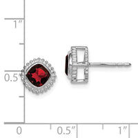 14k White Gold Cushion Garnet Earrings-EM7201-GA-W