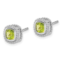 14k White Gold Cushion Peridot Earrings-EM7201-PE-W