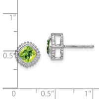 14k White Gold Cushion Peridot Earrings-EM7201-PE-W