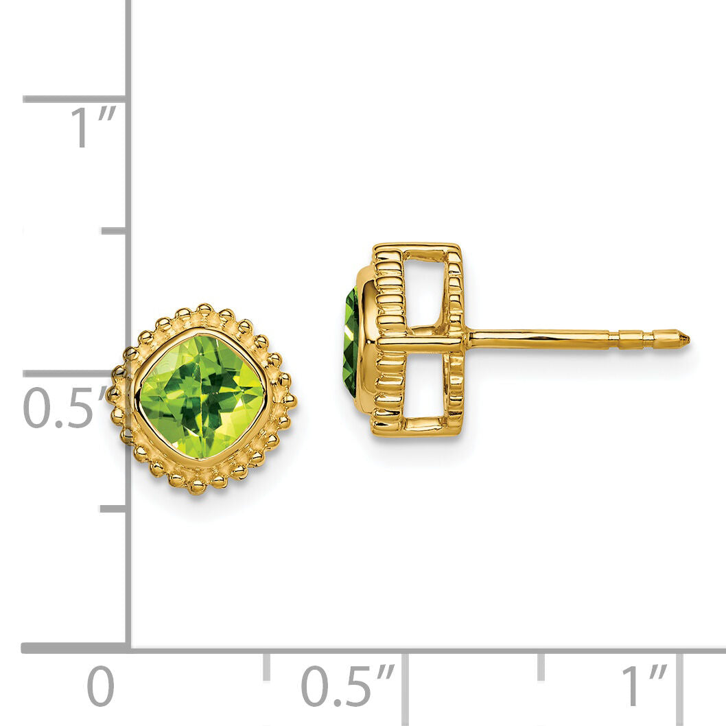 14k Cushion Peridot Earrings-EM7201-PE-Y
